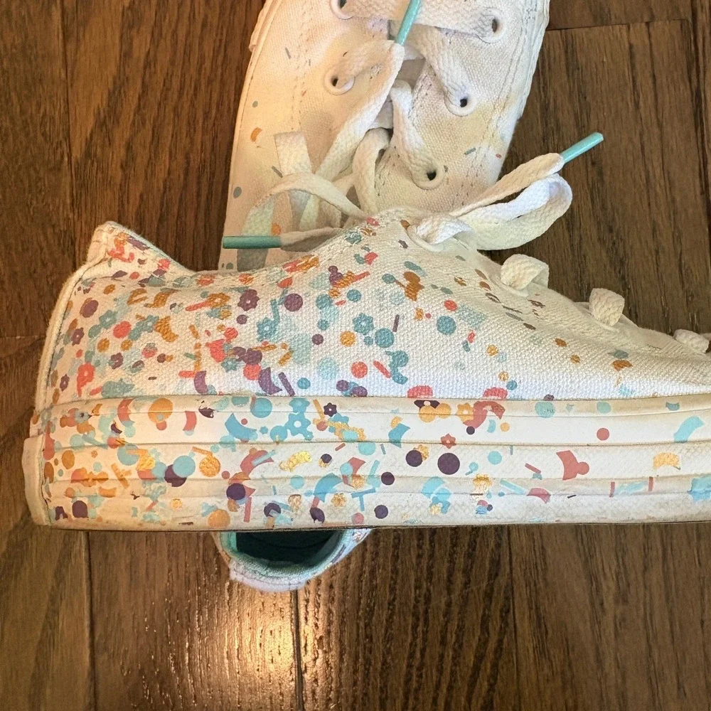 Converse All Star Junior Size 4 Sneakers‎ Shoes Floral Confetti Multicolor Cute